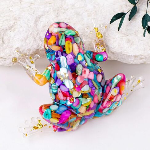 Natural Crystal Gravel Resin Frog Figurines - Healing Zen Decor for Fishbowl, Aquarium & Home, Handmade Frog Statues Collection, Spiritual Gift for Women (Meditation, Feng Shui, Positive Energy) in Kuwait