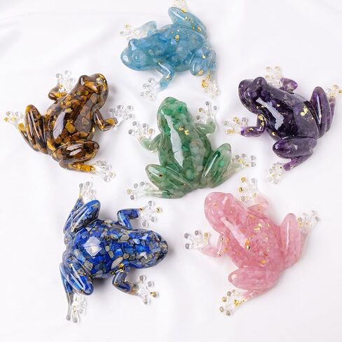 Natural Crystal Gravel Resin Frog Figurines - Healing Zen Decor for Fishbowl, Aquarium & Home, Handmade Frog Statues Collection, Spiritual Gift for Women (Meditation, Feng Shui, Positive Energy) in Kuwait