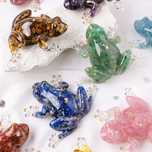 Natural Crystal Gravel Resin Frog Figurines - Healing Zen Decor for Fishbowl, Aquarium & Home, Handmade Frog Statues Collection, Spiritual Gift for Women (Meditation, Feng Shui, Positive Energy) in Kuwait