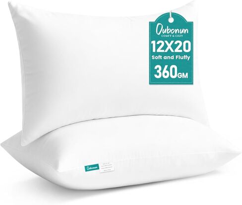 حشوات وسادة من Oubonun مقاس 18 × 18 - وسائد بديلة ناعمة وقطيفة ومزخرفة لسرير الأريكة والأريكة، يمكن غسلها في الغسالة - بيضاء، عبوة من قطعتين in Kuwait