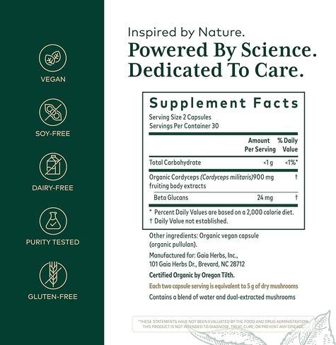 GAIA HERBS PRO فطر الكورديسيبس - 60 كبسولة in Kuwait