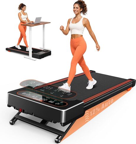 Walking Pad Treadmill with Auto Incline 12%-12Level, Quiet BLDC EvoDrive, Under Desk Treadmill for Home Office, Full Metrics Display, Extra-Large Belt, Quadra Cushion, 300lbs Capacity, App Control in Saudi Arabia