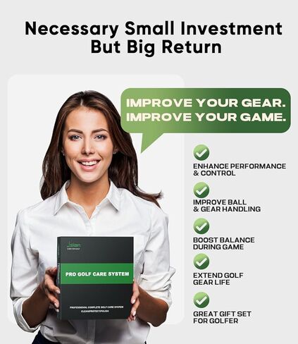 مجموعة تنظيف الجولف جيسكان برو مع فرشاة تنظيف نادي الجولف، منظف المقبض، ملمع النادي، منشفة، أداة مبراة أخدود النادي وحقيبة محمولة، ملحقات الجولف الأساسية للرجال، هدايا الجولف للاعبي الجولف in Kuwait