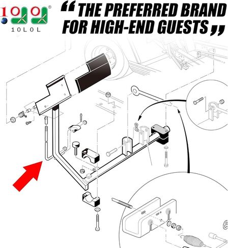10L0L مجموعة مزلاج فرامل عربة الجولف، تناسب نادي السيارات DS Carryall 1998 UP Golf Cart OEM 101187702 1017322 101985-01 10198501 1011877-02 in Kuwait