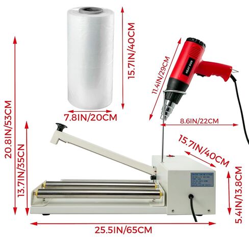 Happybuy 18 "Shrink Wrap Sealer، آلة ختم I-Bar بقدرة 530 وات مع مسدس حراري وفيلم منكمش، متوافق مع PVC POF in Saudi Arabia