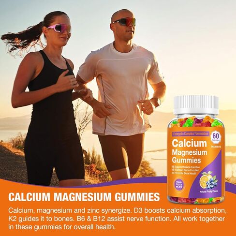 Calcium Citrate with Vitamin D3, K2, 1200mg Calcium Gummies with Magnesium Zinc, Extra Absorption Calcium Supplements for Women & Men Bone, Muscle & Immune Support, Fruit Flavor 120 Chewable Gummies in Kuwait