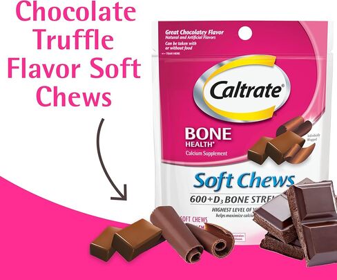 كالتريت مضغ ناعم 600 بلس د3، مكمل فيتامين د، كالسيوم، كمأة الشوكولاتة - 60 قطعة in Kuwait