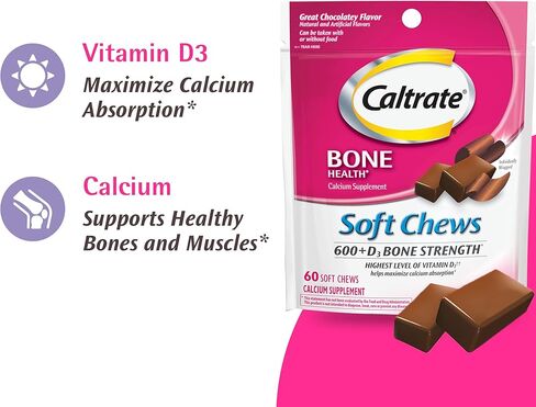 كالتريت مضغ ناعم 600 بلس د3، مكمل فيتامين د، كالسيوم، كمأة الشوكولاتة - 60 قطعة in Kuwait