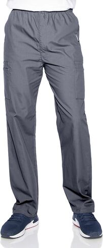 Landau Essentials Relaxed Fit 7-Pocket Elastic Cargo Scrub Pants for Men 8555 Steel Grey in Saudi Arabia