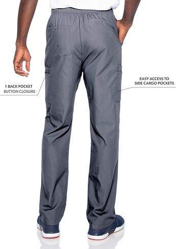 Landau Essentials Relaxed Fit 7-Pocket Elastic Cargo Scrub Pants for Men 8555 Steel Grey in Saudi Arabia