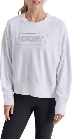DKNY Women's Foil Rhinestone Logo Crewneck Sweatshirt in Saudi Arabia