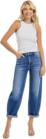 SALT TREE Risen Jeans - High Rise Crop Barrel Jeans - PGA21024 in Kuwait