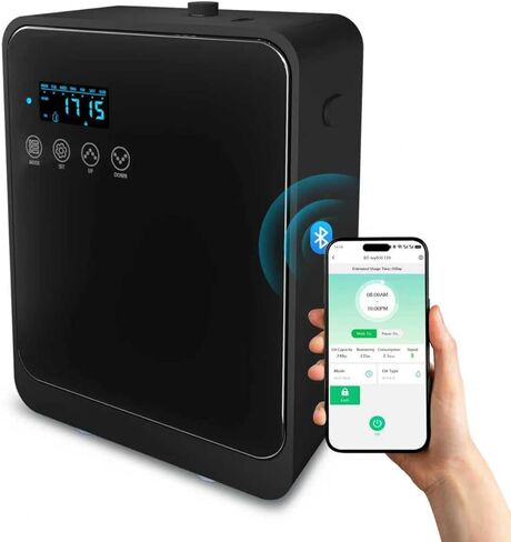 Waterless Essential Oil Diffuser 2000 Sq Ft, Cold Air Oil Scent Diffusers with Timer 250ml, Bluetooth App Control Aromatherapy Diffuser Machine for Home, Office, Hotel (Black) in Kuwait