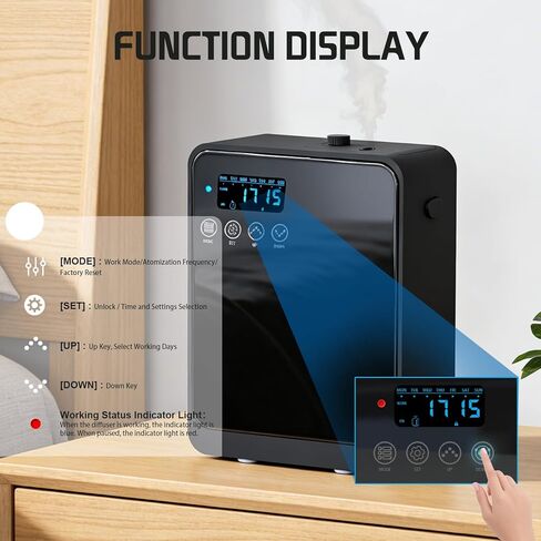 Waterless Essential Oil Diffuser 2000 Sq Ft, Cold Air Oil Scent Diffusers with Timer 250ml, Bluetooth App Control Aromatherapy Diffuser Machine for Home, Office, Hotel (Black) in Kuwait