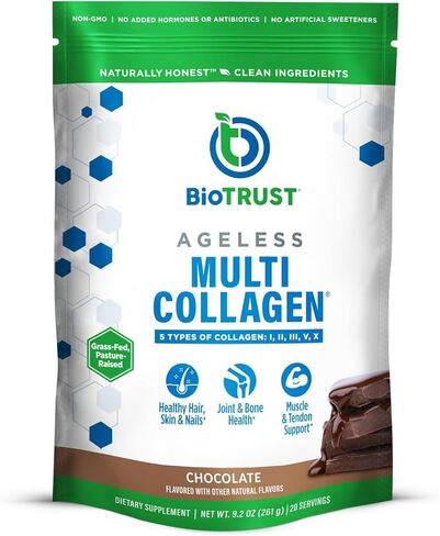 BioTrust Ageless Multi Collagen Peptides Powder – 5 Types (I, II, III, V, X) – Unflavored Collagen Powder for Women & Men – Hydrolyzed Protein – Grass Fed Beef, Fish, Chicken, Eggshell Membrane in Kuwait