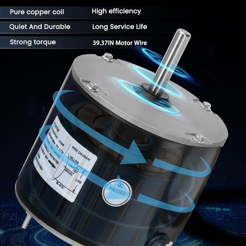 3S046 Condenser Fan Motor 1/10 HP,208-230 Volt, 60HZ 1100 RPM,5KCP39BGY540S,Fit for Carrier HC33GE235 HC33GE235A in Kuwait