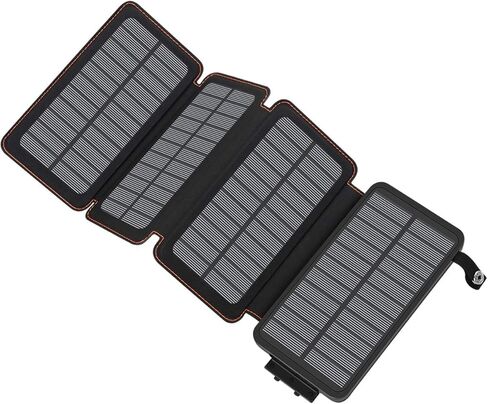 Hiluckey Solar Charger Power Bank 27000mAh - 22.5W شاحن الهاتف المحمول سريع الشحن مع 4 ألواح شمسية - حزمة بطارية خارجية USB C PD مع 3 مخارج USB للهاتف المحمول والكمبيوتر اللوحي in Kuwait