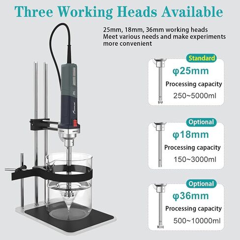 Handheld Lab Homogenizer High Speed Disperser Emulsifier Mixer 6 Speed from 9000 to 30 000rpm 316 Stainless Steel 25mm Probe for 150-10000ML Sample Max Viscosity 10000mPas with Stand 25 in Saudi Arabia