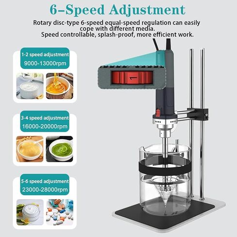 Handheld Lab Homogenizer High Speed Disperser Emulsifier Mixer 6 Speed from 9000 to 30 000rpm 316 Stainless Steel 25mm Probe for 150-10000ML Sample Max Viscosity 10000mPas with Stand 25 in Saudi Arabia