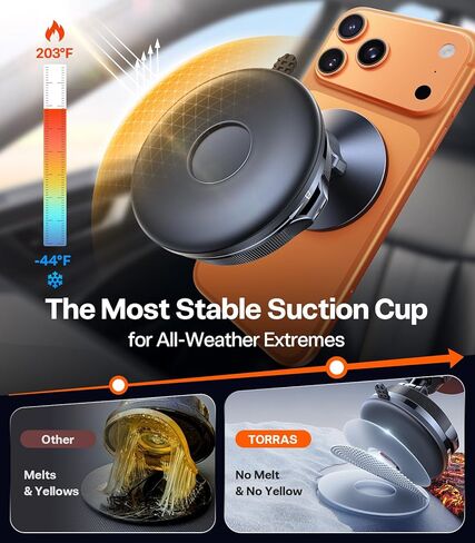 TORRAS 2026 Vacuum for Magsafe Car Mount【98+LBS Strongest Suction & Ultra Magnet】 Magnetic Phone Holders for Your Car, 360° Adjustable Car Phone Holder Mount for iPhone 17 Pro Max 16 15 14 13 12 in Saudi Arabia