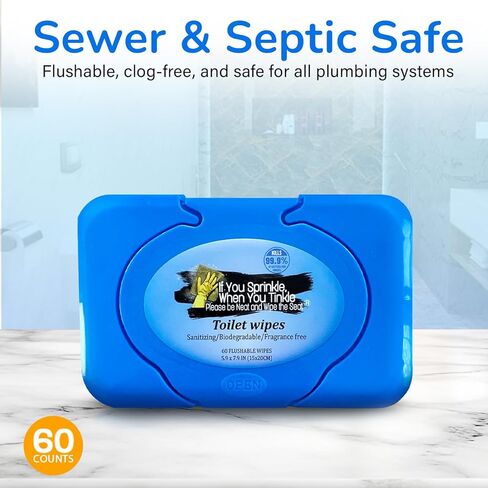 Wipe Dispenser & Toilet Wipes – 60 Count, Multipurpose Flushable Wipes, Aloe Extract, Unscented, Easy-to-Use with Pop Up Dispenser, Septic Safe, Perfect for Potty Training & Bathroom Hygiene in Kuwait