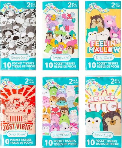 Smart Care Squishmallows Pocket Tissue, Ultra Soft 2-Ply, 6PK in Kuwait