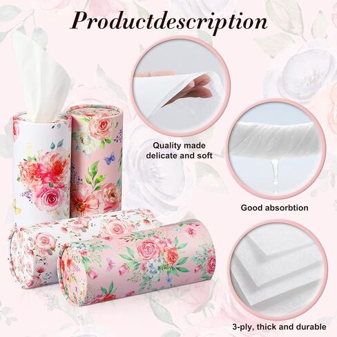 Ctosree 8 Pcs Car Tissue Holder Cylinder Bulk Round Floral Cup Holder Facial Tissues for Travel Refill Car Napkin Box Round Container in Saudi Arabia