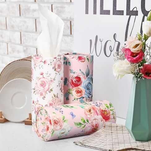 Ctosree 8 Pcs Car Tissue Holder Cylinder Bulk Round Floral Cup Holder Facial Tissues for Travel Refill Car Napkin Box Round Container in Saudi Arabia