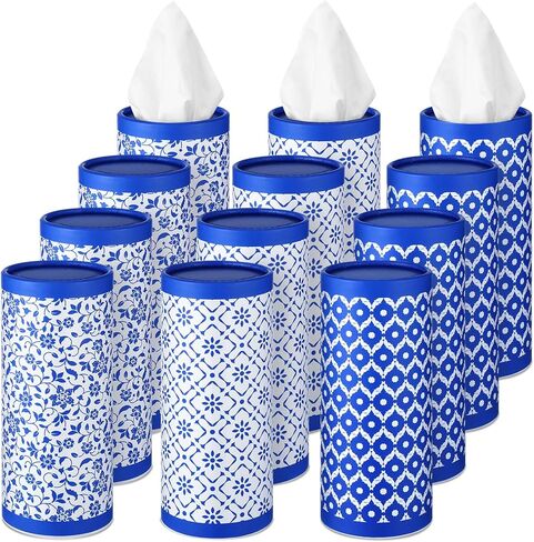 Fourluoo 12 حزمة النفط اللوحة زهرة الأنسجة حامل اسطوانة السائبة مع 3 طبقات مناديل الوجه الأزهار حامل مناديل مستديرة اسطوانة ملونة أنابيب ورقة السفر منديل السائبة لديكور الحمام السفر الربيع in Kuwait
