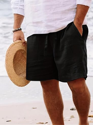 Men's Casual Lightweight Shorts, with Adjustable Drawstring & Pocket, Elastic Waist Relaxed Fit, for Summer Wear in Saudi Arabia