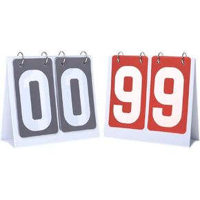 2 Sets Portable Flip Scoreboard for Multi Sports 00-99Reminder to Turn Over The Scores, Brand Scores, Six-Digit Mid-Career Exam,Grey+red Card in Kuwait