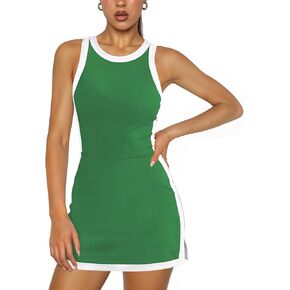 Hragc Womens Backless Tennis Dress with Built in Shorts Pocket Workout Sleeveless Golf Sport Going Out Mini Tank Dresses in Kuwait