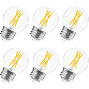 GvvooHome E26 G16.5 Edison LED Bulb، ما يعادل 6W 60W، قابل للتعتيم، 2700K أبيض دافئ، مصابيح كروية مستديرة للثريات، مروحة السقف، أضواء الزينة والمعلقة، 90+ CRI، 600LM، 6 عبوات in Kuwait