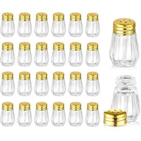 24 Pcs Mini Salt and Pepper Shakers, Cube Shape 0.5 oz Small Glass Spice Shaker for Wedding Party Restaurant Home Kitchen (Gold) in Saudi Arabia