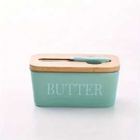 Domini Large Butter Dish,Ceramic Butter Dish with lid and knife, Butter Keeper Double Silicone Seals, Perfect for 2 Sticks of Butter,pink in Saudi Arabia