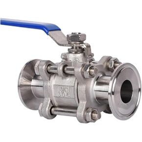 1PCS 1/2" 3/4" 1" SS304 Stainless Steel Ball Valve 3 Three Piece 1.5" 50.5mm Triple Clamp Ferrule Type Suitable for Homemade Diaries(1") in Kuwait