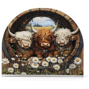 Diasy Highland Cow Napkin Holder Acrylic Upright Tabletop Freestanding Tissue Dispenser for Kitchen Restaurant Home Decor in Kuwait