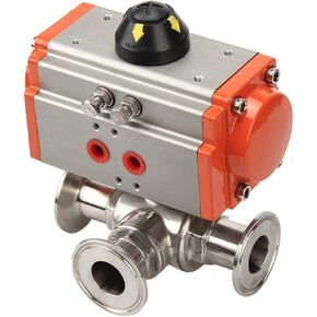 25mm 3 طريقة 304 الفولاذ المقاوم للصدأ ثلاثي المشبك الطويق نوع صمام الكرة الهوائية مع اسطوانة مزدوجة التمثيل in Kuwait