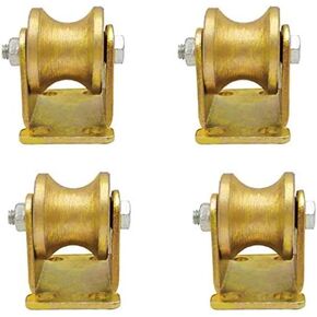 Heavy Duty U-Type Groove Roller Wheels - 4pc Double Bearing Sheave Track Wheels for Industrial Machines, Sliding Doors & Rolling Gates, Gold Finish (77mm/3in) in Kuwait