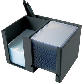 Trading Card Toploader & Penny Sleeve Station with Anti-Slip Base & Tool Storage | Dual Compartment Heavy-Duty Dispenser for Sports Cards & TCG | One-Hand Access Organizer for Card Breaks & Sorting in Kuwait