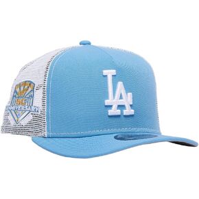 قبعة سائق الشاحنة من New Era LA Los Angeles Dodgers 9FIFTY A-Frame Cooperstown Gold للذكرى الخمسين، قبعة قابلة للتعديل in Kuwait