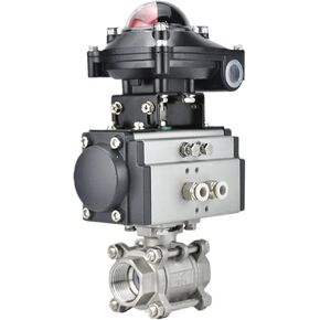 3/4 "ثلاث قطع صمام كروي هوائي ذو منصة عالية من الفولاذ المقاوم للصدأ 304 أسطوانة مزدوجة التمثيل مع مفتاح تعليقات الإشارة in Kuwait