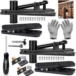 مفصلة باب مخفية تحمل 573 رطلًا، مفصلة محورية سميكة من الفولاذ المقاوم للصدأ شديدة التحمل للباب السري، مفصلات محورية متأرجحة للأجهزة تدور 360 درجة، مجموعة أدوات مفصلات أبواب خزانة الكتب غير المرئية in Kuwait