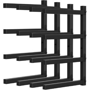 PINPON 4-Pack Heavy Duty Wall Mount Lumber Storage Rack, 4-Level Snap-Fit Wood Organizer with 16.8" Arms & 6.2" Shelf Spacing, 110 lbs Per Tier, for Garage & Workshop Indoor Outdoor Use, Black in Kuwait