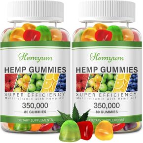 Hemp Gummies 2 Packs - for Sleep, Pain, Anxiety Relief - Extra Strength High Potency Pure Organic Supplement - with Natural Hemp Oil Extract Edible Gummy Vegan, Non-GMO in Kuwait