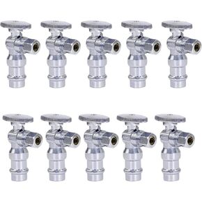 صمام مناسب للضغط 1/2 بوصة ABS × 3/8 بوصة OD منزلق لإيقاف المياه، صمام إيقاف زاوية الضغط، صمام إغلاق المرحاض، مدخل المياه للتشغيل والإيقاف، عبوة من 10 قطع in Kuwait