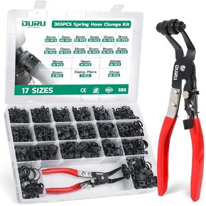 OURU 365PCS 6-25mm Spring Band Hose Clamps Assortment kit with Hose Clamp Plier, Constant Tension Hose Clamps for Fuel Lines, Silicone Vacuum Hoses, Water Pipe, Low-Pressure Air Clips in Kuwait