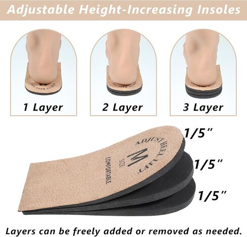 2 Pcs Height Increase Inserts, Heel Lifts, Adjustable Heel Lifts for Shoes, Heel-Lifts for Leg Length Discrepancy, Brown Heel-Pads for Women Man (4 Inch) in Saudi Arabia