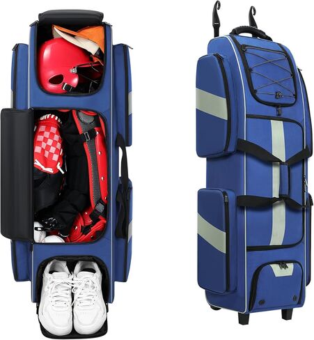 Catchers Gear Bag, Baseball Bag with Wheels, Large Capacity Softball Bag with Multiple Pockets and Separate Shoe Compartment, Multiple Carrying Options Catchers Bag with Fence Hooks in Kuwait