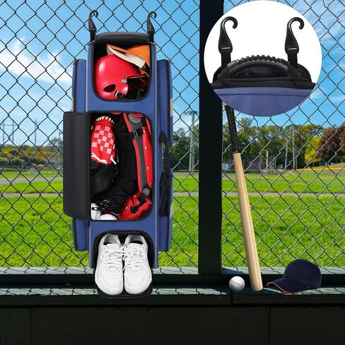 Catchers Gear Bag, Baseball Bag with Wheels, Large Capacity Softball Bag with Multiple Pockets and Separate Shoe Compartment, Multiple Carrying Options Catchers Bag with Fence Hooks in Kuwait